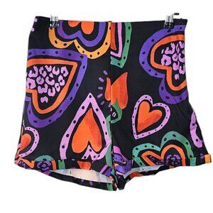 SHEIN Womens Heart Print High Rise Lightweight Shorts, Size Medium